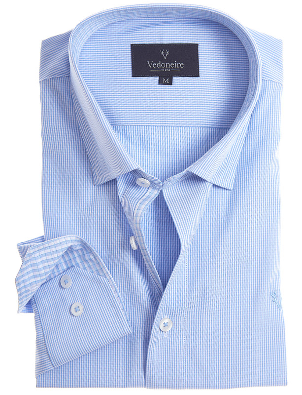 Men's soft bamboo mix blue micro check shirt Vedoneire of Ireland