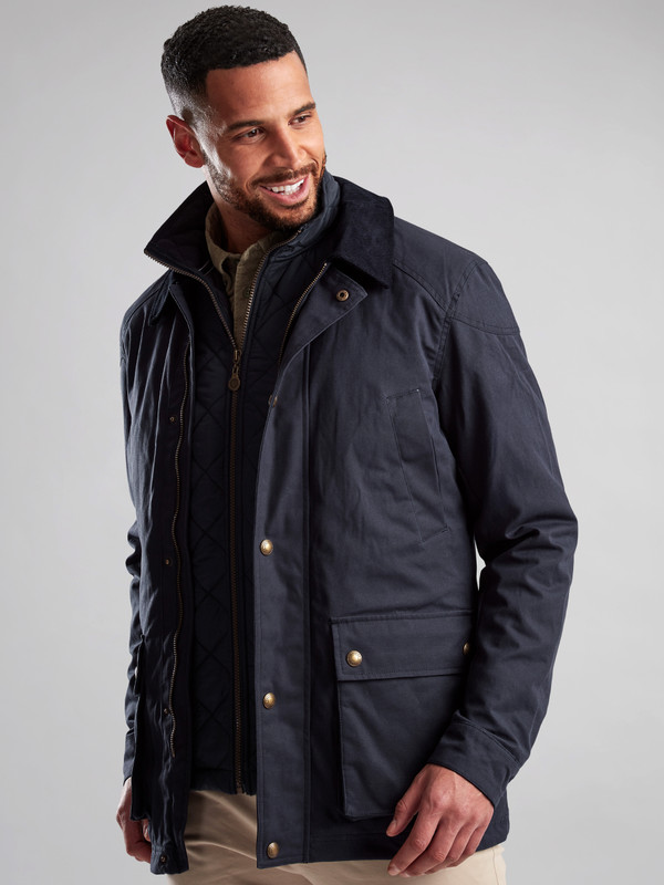 Iconic and Timeless, Men's heritage wax jacket in Navy,  by Vedoneire of Ireland