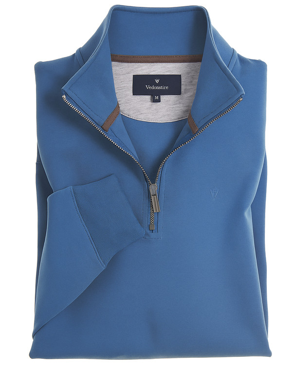 Structured smart men's half zip in winter blue by Vedoneire of Ireland