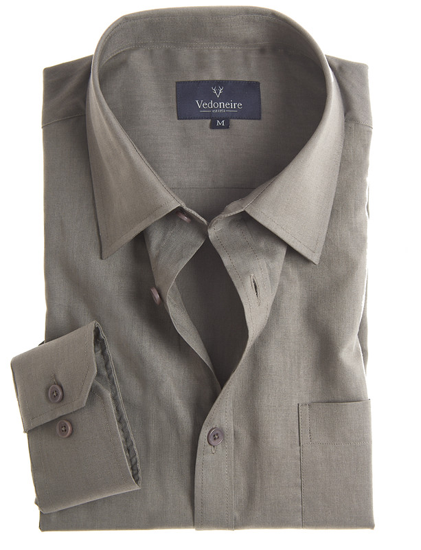 Cool breathable taupe linen mix long sleeve shirt with pocket