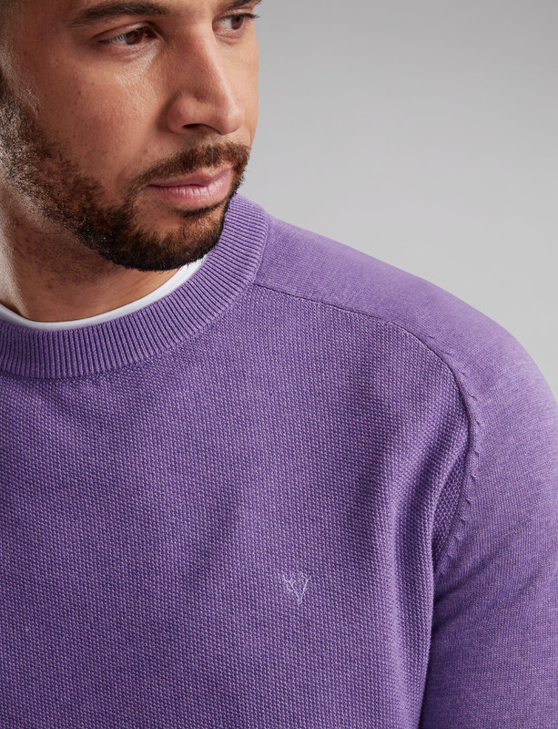 Men's texture finish cotton jumper, dusted grape, by Vedoneire of Ireland
