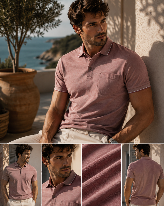 Men's Polo Shirt with Chest Pocket (3137) Amber Terrain
