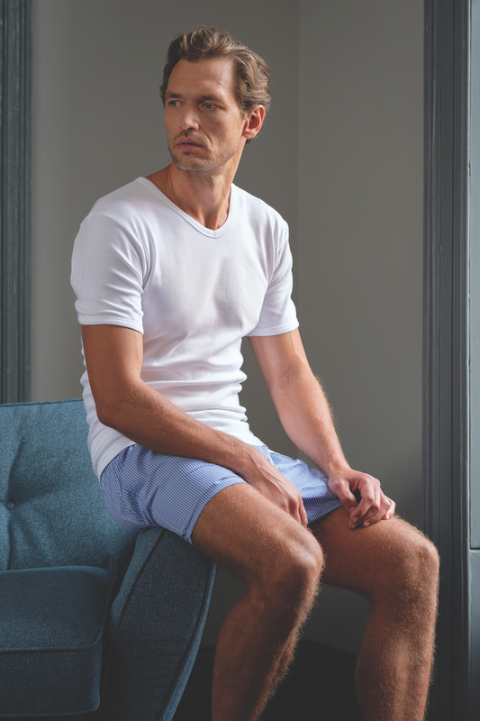 Mens V Neck Short Sleeved Vest White 