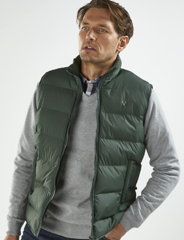 Green padded men's gilet by Vedoneire of Ireland