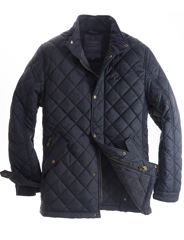Mens Quilted Fleece Lined Jacket in Navy blue by Vedoneire of Ireland