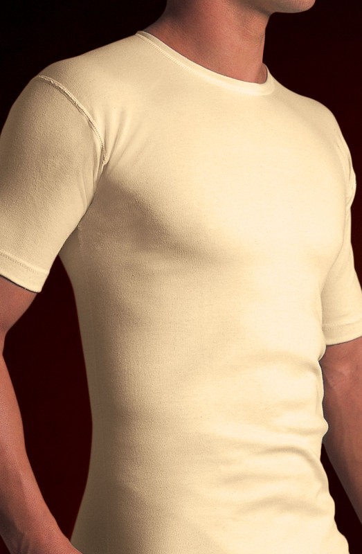 Mens Natural Cotton Short Sleeve Top (383) cream vintage style by Vedoneire of Ireland