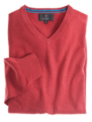 V neck cotton cashmere red knit by Vedoneire of Ireland