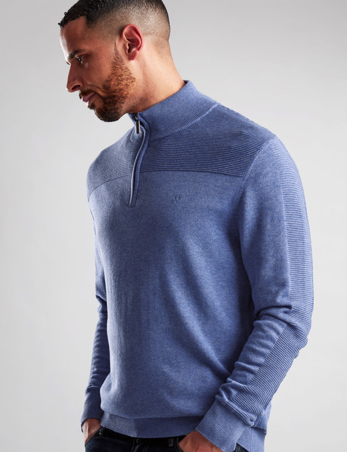 Men's Half Zip Horizontal Rib (4202) Dark Wash