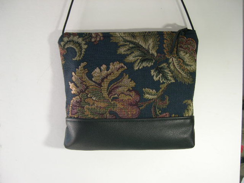 FLORAL ON BLACK, LEATHER BOTTOM