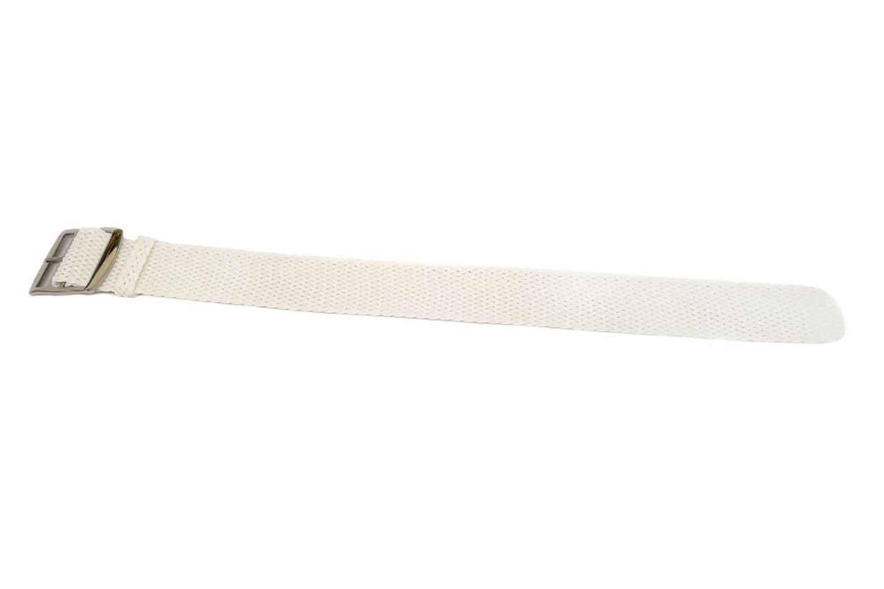Braided Nylon Perlon Watch Strap - White (Polished Buckle) - DaLuca Straps