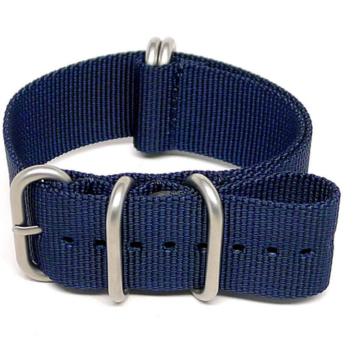 Ballistic Nylon Military Watch Strap - Navy Blue (Matte Buckle) Military Watch Straps