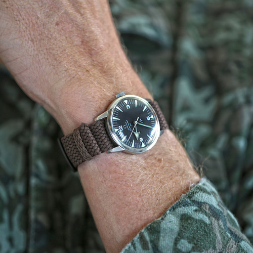 Braided Nylon Perlon Watch Strap - Brown (PVD Buckle)