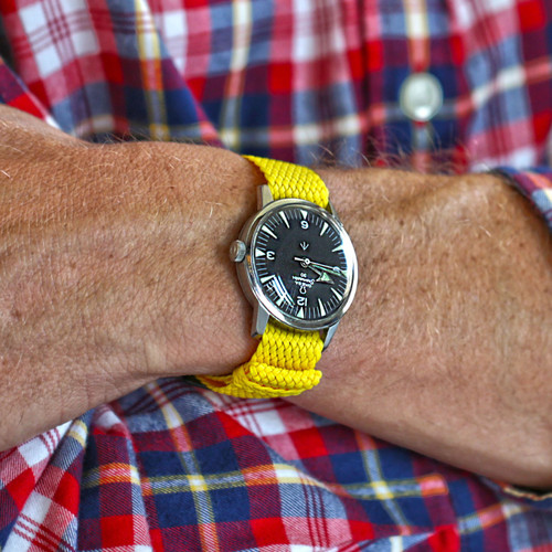 Braided Nylon Perlon Watch Strap - Yellow (PVD Buckle)
