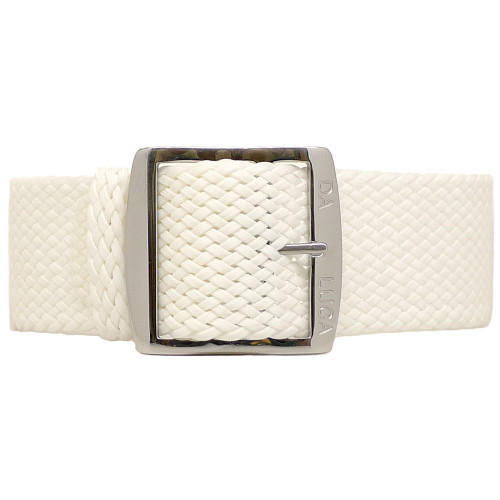 Braided Nylon Perlon Watch Strap - White (Polished Buckle) Perlon Watch Straps