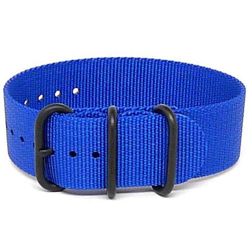 Ballistic Nylon Military 1 Piece Watch Strap - Blue (PVD Buckle) Military Watch Straps