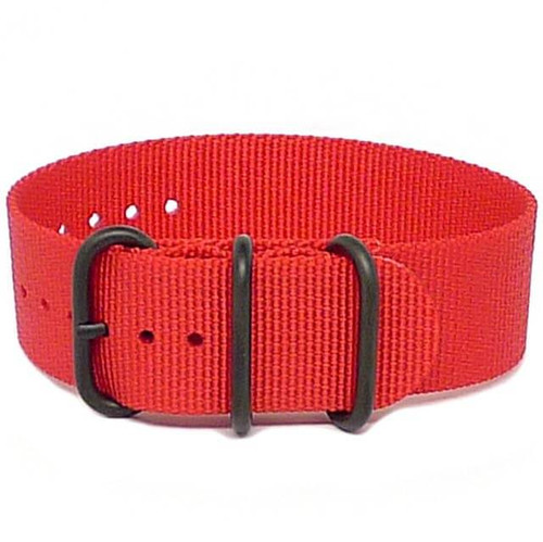 Ballistic Nylon Military 1 Piece Watch Strap - Red (PVD Buckle) Military Watch Straps