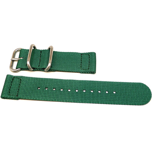 Two Piece Ballistic Nylon Watch Strap - Green Military Watch Straps