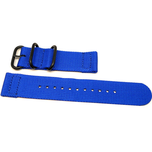 Two Piece Ballistic Nylon Watch Strap - Blue (PVD)