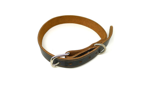 Handmade 1" Black Leather Dog Collar - Large (SKU DL)