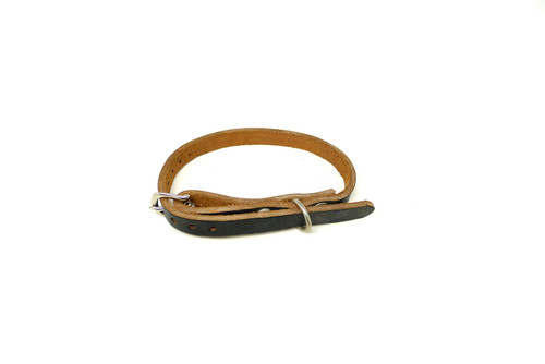 Handmade 1/2" Black Leather Dog Collar - Small (SKU 153) Clearance