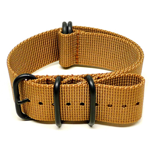 Ballistic Nylon Military Watch Strap - Light Brown (PVD Buckle) Military Watch Straps