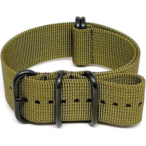 Ballistic Nylon Military Watch Strap - Olive (PVD Buckle)