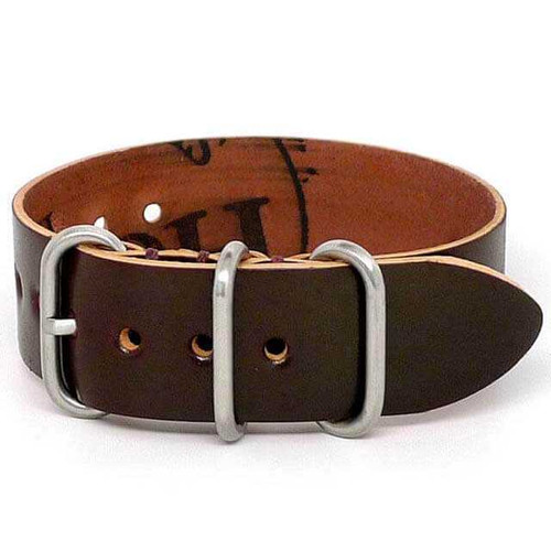 Shell Cordovan 1 Piece Military Leather Watch Strap - Color 8 (Matte Buckle)