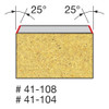 graphic showing side profile of cut made with bevel trim router bit including measurements