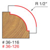 graphic showing side profile of cut made with 1-1/2" x 2-1/2" beading router bit including measurements