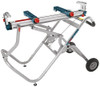 steel bosch gravity-rise wheeled miter saw stand has integrated rubber wheels, supports 18' of material