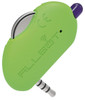 green Velleman ALLBOT IR transmitter with 3.5 mm audio jack, CR2032 battery and purple button