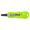 box cutter with green abs plastic handle, gray retractable lock and 1" black fine sawtooth edge blade