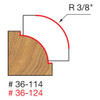 graphic showing side profile of cut made with 1-3/8" x 2-3/16" beading router bit including measurements