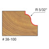 graphic showing side profile of cut made with 1-1/16" x 1/4" router bit including measurements