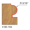 graphic showing side profile of cut made with 1-1/4" traditional beading router bit including measurements