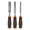 3 pieces wood chisel set with 5-1/2" long high carbon steel blade that's precisely honed and sharpened