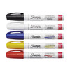 set of 5 sharpie paint markers in black, white, blue, yellow, and red colors have permanent, oil-based paint