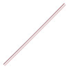 one red and white disposable, unwrapped jumbo straw for thick beverages 