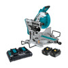 Makita 10" Cordless Dual Bevel Miter Saw kit includes saw, two batteries, dual battery charger