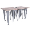 CEF Mobile Workbench, 84"L x 48"W x 30"H, Silver Legs, 6 Silver Stools