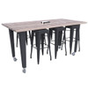 CEF Mobile Workbench, 84"L x 48"W x 34"H, Black Legs, 8 Black Stools
