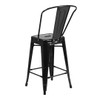 Flash Furniture 24.25" Metal Stool w/Back, Black