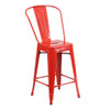 Flash Furniture 24.25" Metal Stool w/Back, Red