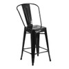 Flash Furniture 30.25" Metal Stool w/Back, Black