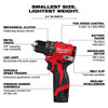 Milwaukee REDLITHIUM M12 Subcompact Drill/Driver Kit, 3/8", 12V