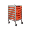 Gratnells Dynamis Low Single Cart, 6 Tropical Orange Trays