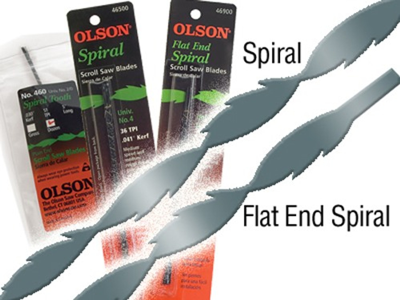 Olson Spiral Scroll Saw Blades, Flat End, 5" x .041" x 36TPI Midwest