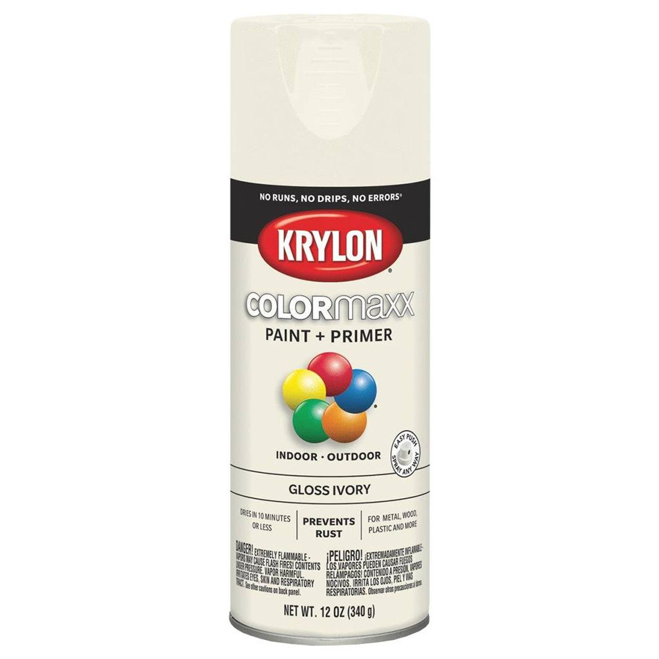 Krylon COLORmaxx Spray Paint + Primer, Gloss Ivory Midwest Technology
