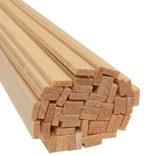 Balsa Wood Strips, 1/8" x 3/8" x 36", 50/pkg