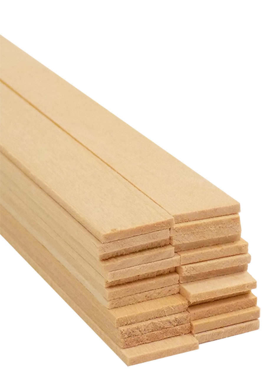 Bud Nosen Balsa Wood Sticks - 1/8 x 1/2 x 36, Pkg of 15